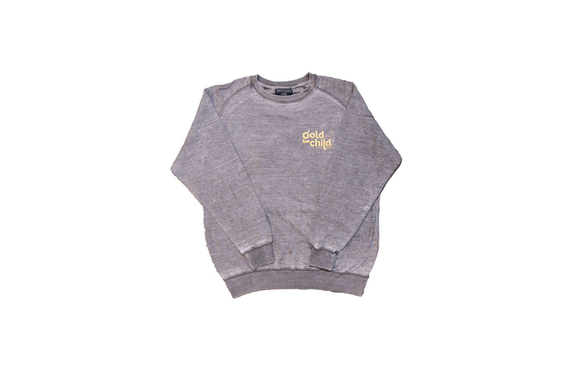 Goldchild Stacked Essential Crewneck – Gray Wash