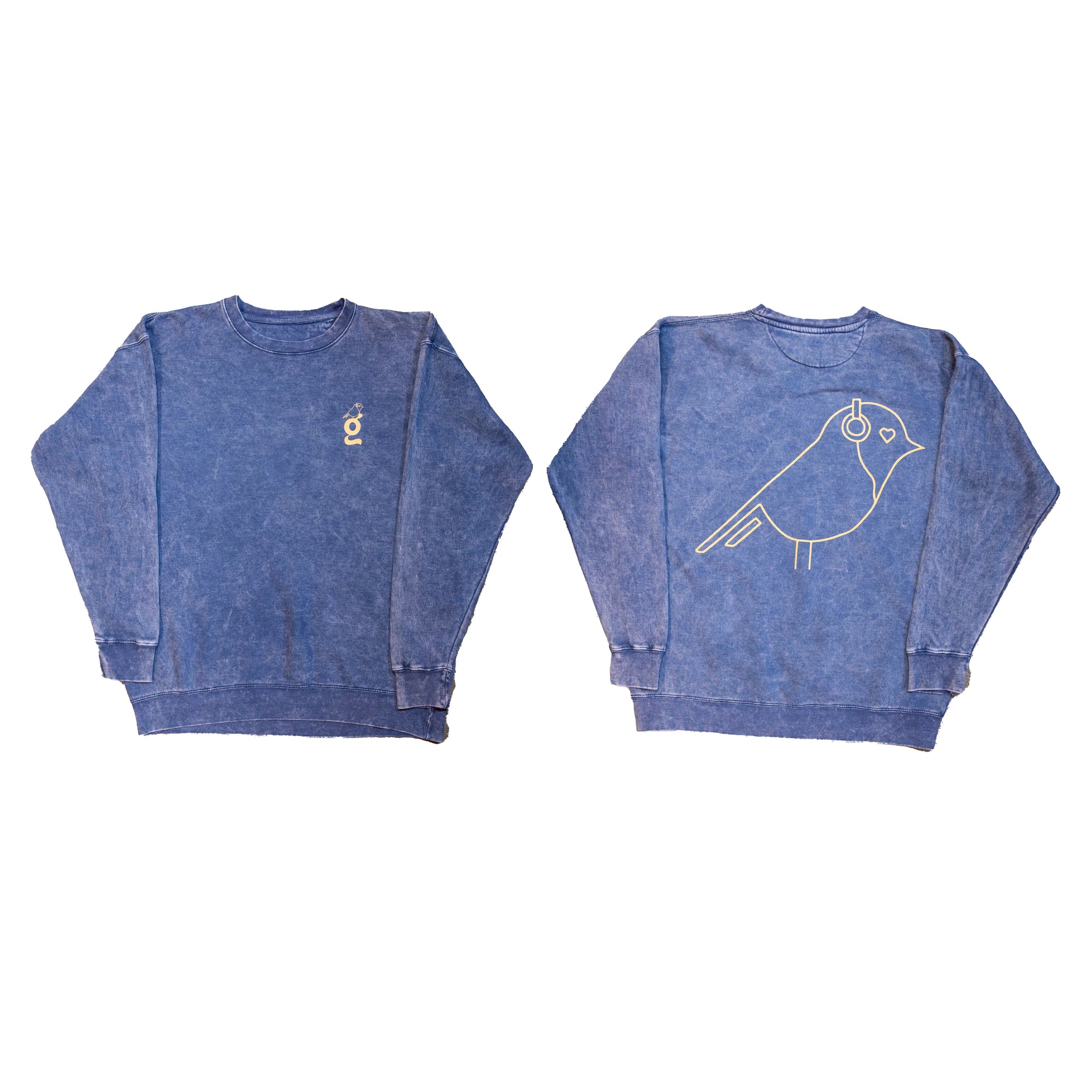 Goldchild G/Bird Crewneck – Denim Blue Acid Wash