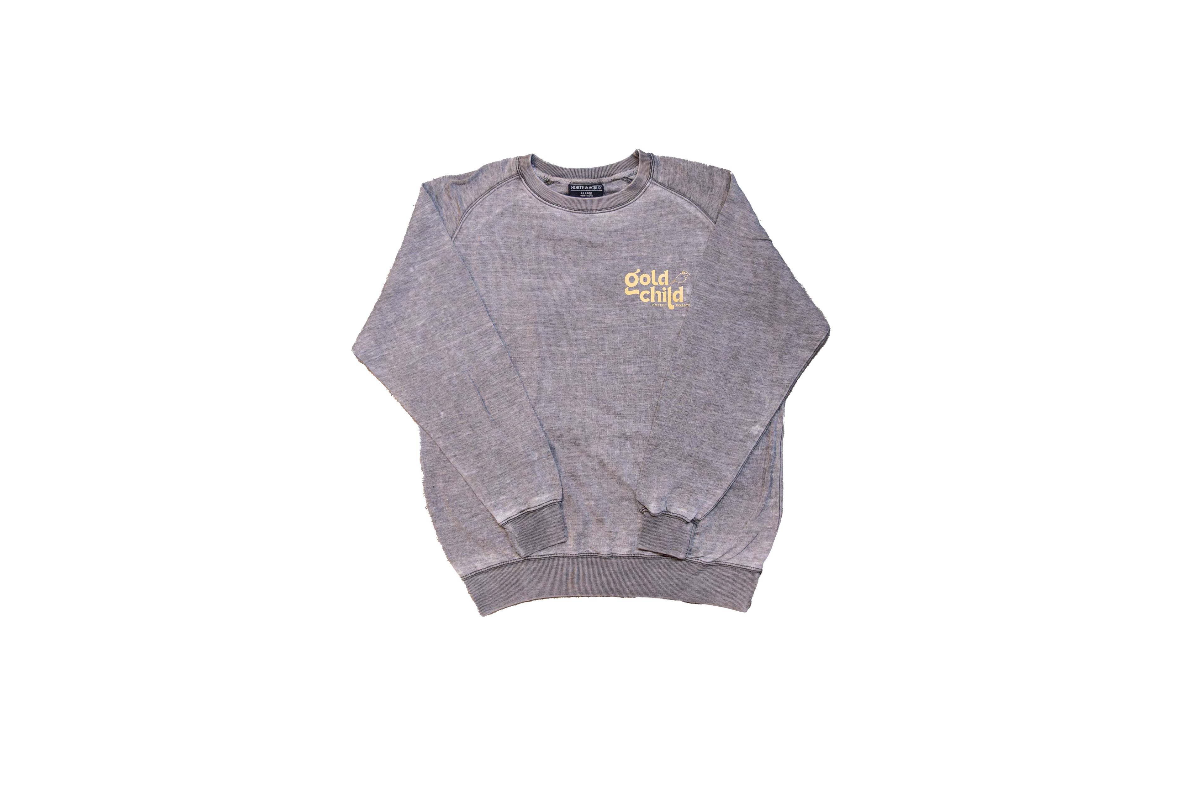 Goldchild Stacked Essential Crewneck – Gray Wash